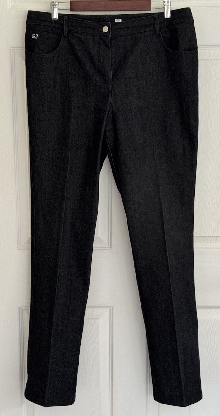 St. John Black Pants Dress Jeans Straight Leg Women's Size 12 Long